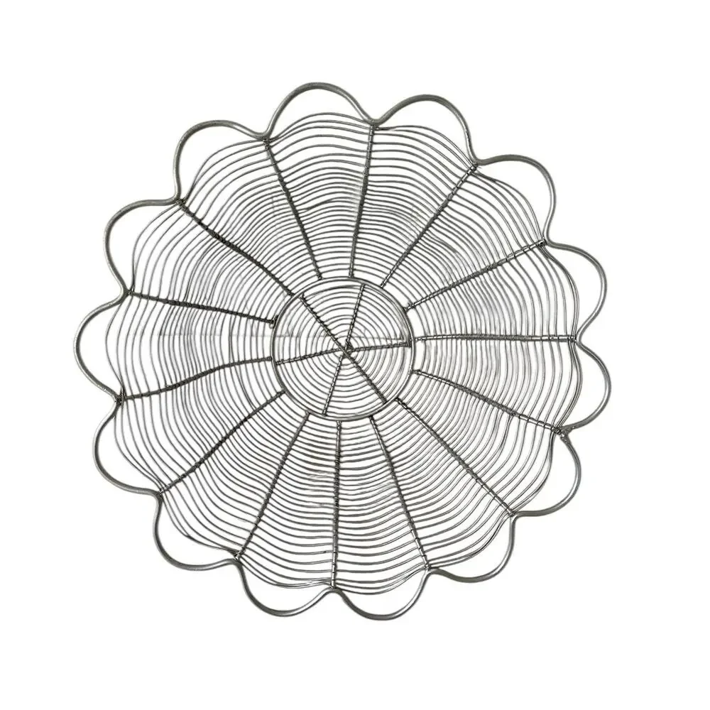 Late 20th Century Large 16” Industrial Style Grey Wire Centerpiece Basket